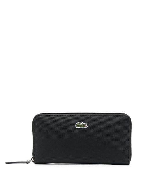 Lacoste Black Crocodile Appliqué Logo Wallet
