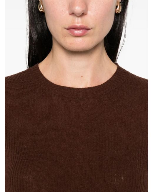 Fabiana Filippi Brown Ribbed Short-Sleeve Top