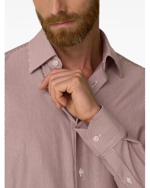 Boggi Pink Polo Shirt Striped Japanese Jersey Regular Fit for men