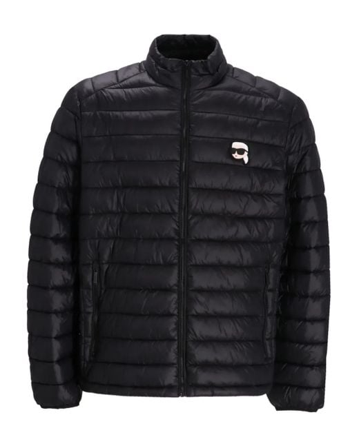 Karl Lagerfeld Black Quilted Logo Jacket for men