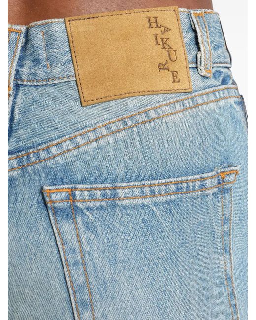 Haikure Black Leather-Panel Jeans