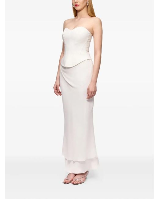 V:PM ATELIER White Sammy Draped Double-Layer Maxi Skirt