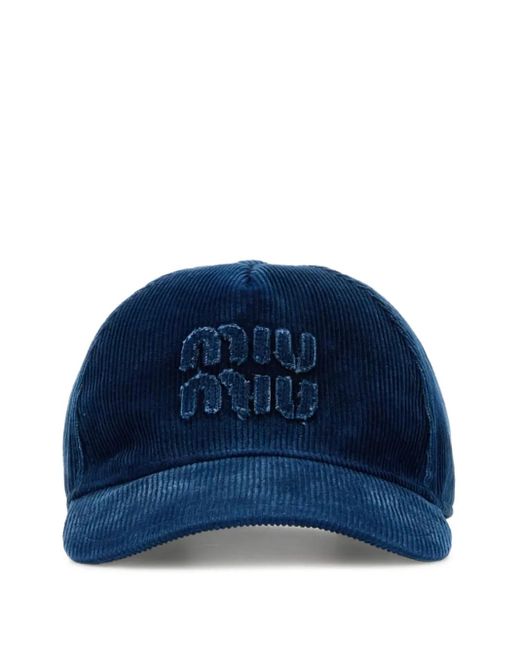 Miu Miu Blue Corduroy Baseball Cap