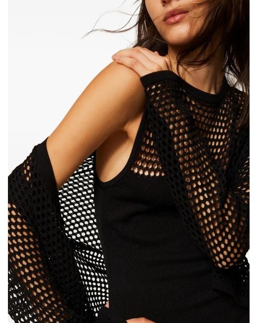 Twinset Black Mesh Knit Cardigan