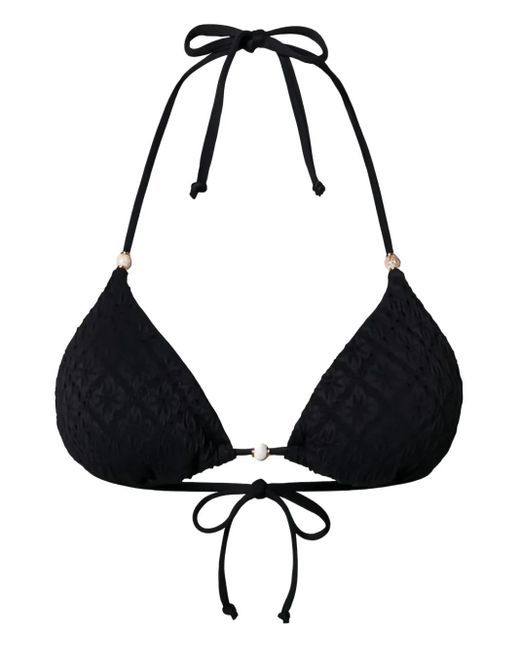 Twinset Black Broderie Anglaise Triangle Bikini Top