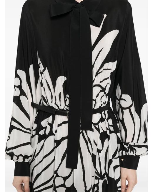 Elie Saab プリント シルクドレス Black