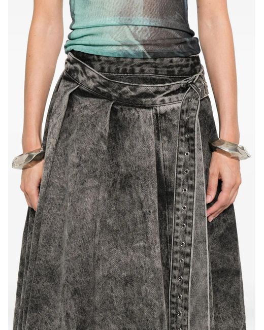 Marques'Almeida Gray Belted Denim Skirt