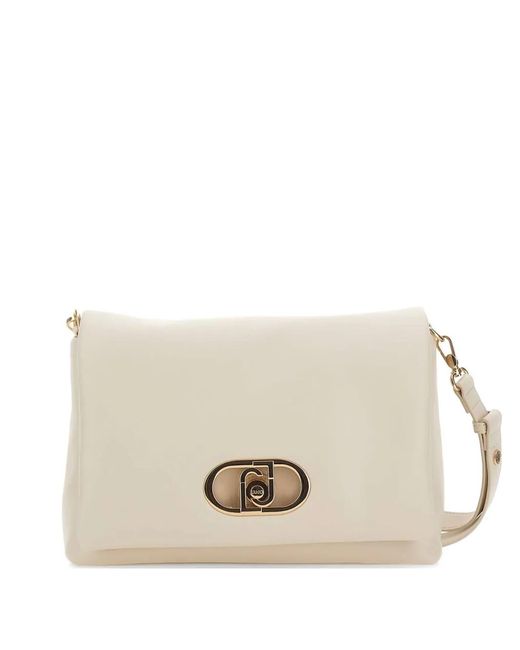 Liu Jo Natural Large Lapuffy Flap Logo Shoulder Bag