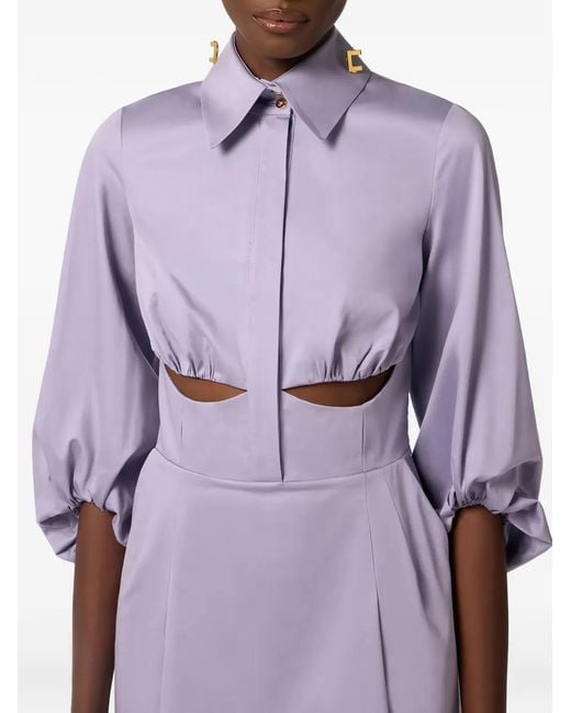 Elisabetta Franchi Purple Stretch Cotton Mini Dress