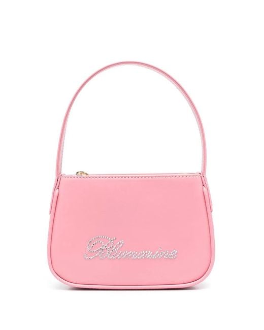 Blumarine Pink Crystal-Embellished Leather Shoulder Bag
