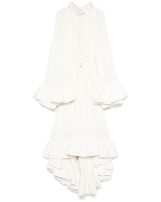 Lanvin White Ruffled Midi Dress