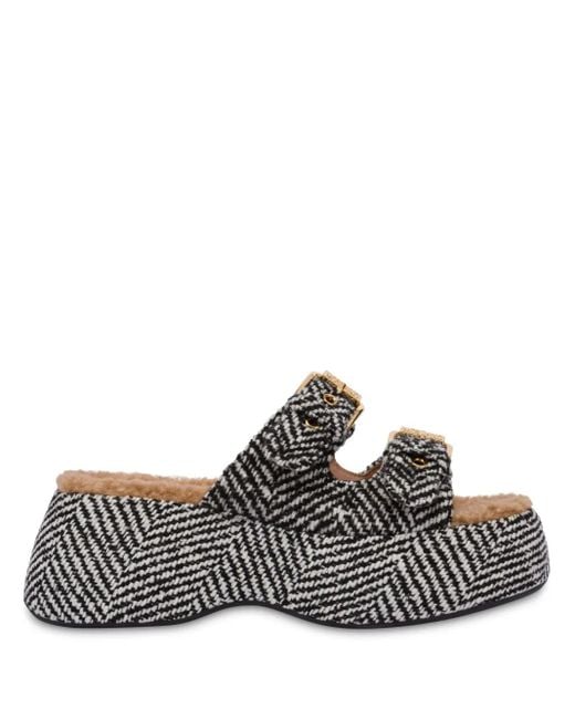 Moschino Black Buckled Platform Sandals