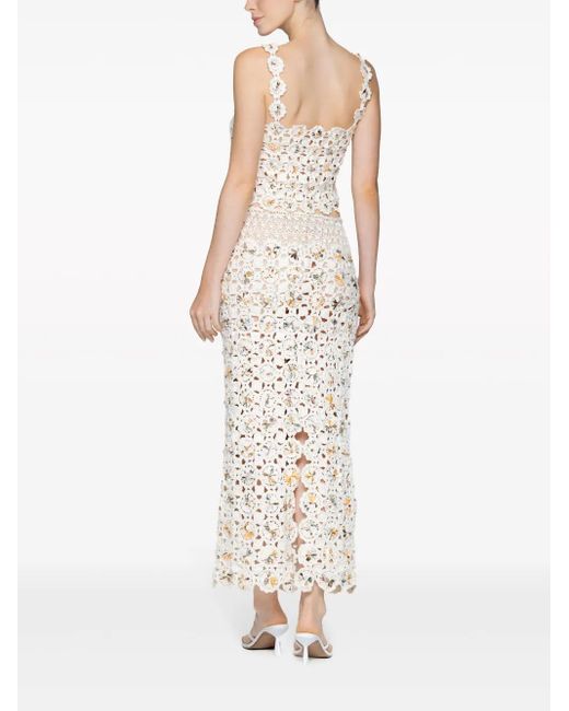 Agua Bendita Natural Arroyo Caracola Crochet-Knit Skirt