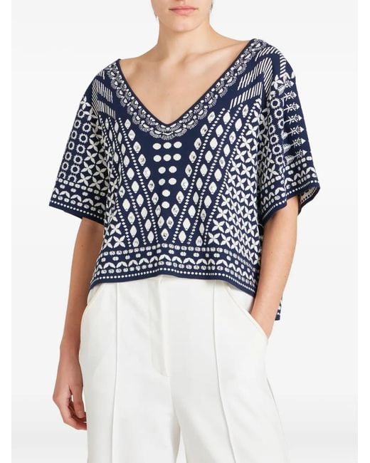 Temperley London Blue Tlalli Knitted Top