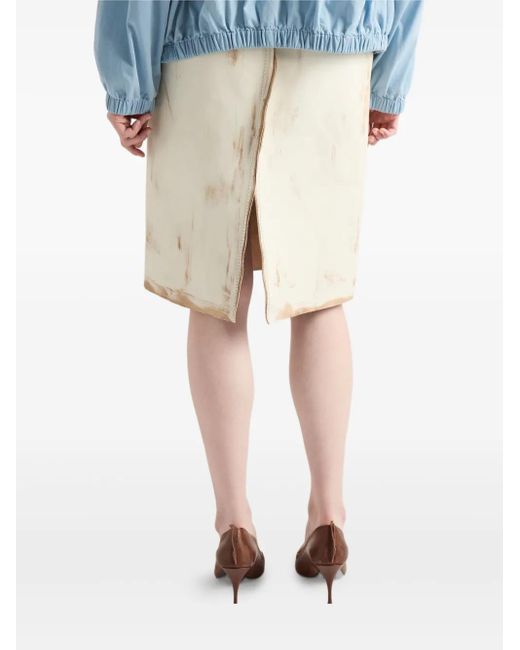 Prada Natural Leather Midi Skirt
