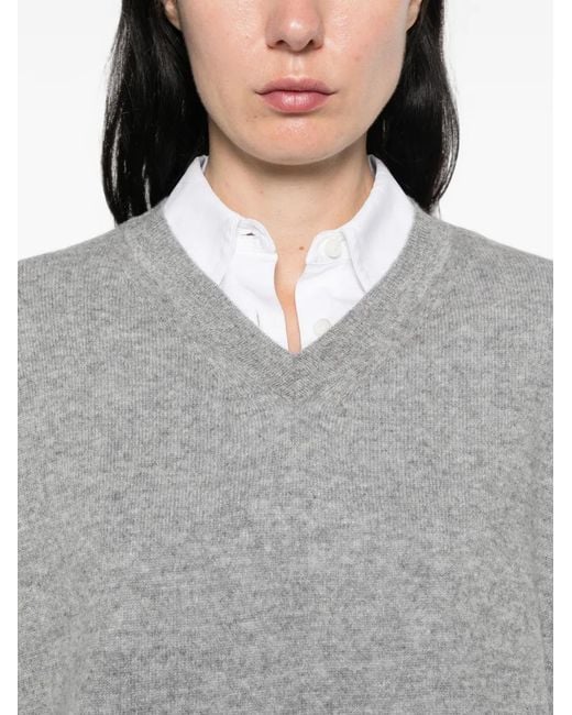 Marella Gray V-Neck Cashmere Sweater