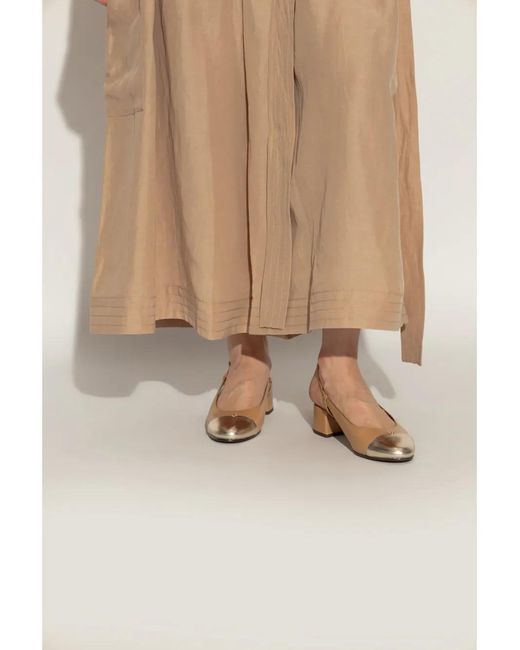 Tory Burch Brown Cap-Toe Slingback 45Mm (Ginger Shortbread/Spark) Shoes