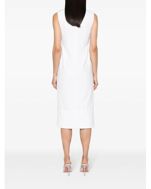 Sportmax White Cariddi Crepe Midi Dress