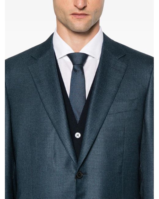 Canali Karierte Jacke Mit Knöpfen in Blue für Herren