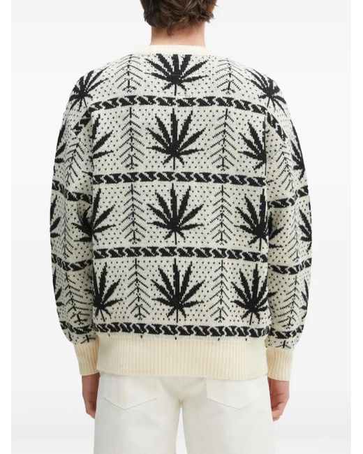 Wacko Maria Natural Leaf-Pattern Sweater for men
