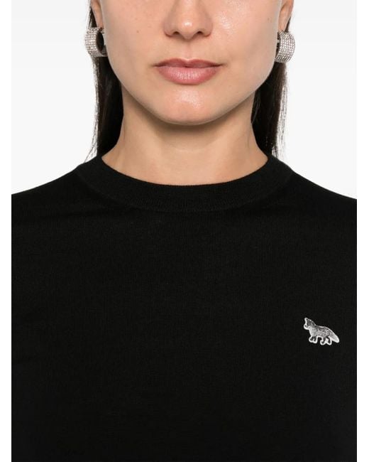 Round-Neck Knitwear Maison Kitsuné de color Black