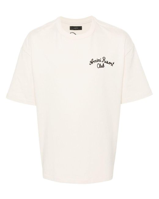 Amiri White Logo-embroidered Cotton T-shirt for men