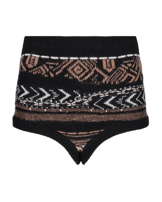 Laneus Black Knitted Patterned Culottes