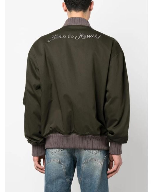 Vivienne Westwood Green Embroidered Bomber Jacket for men