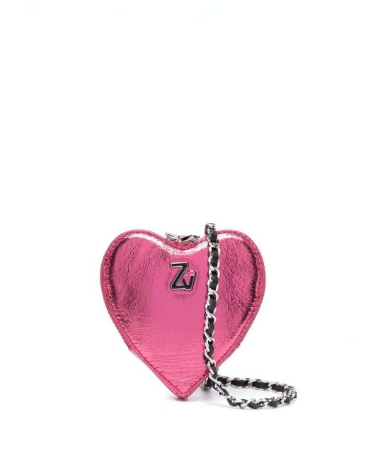 Zadig & Voltaire Leather Crush Le Coeur Crossbody Bag in Pink | Lyst