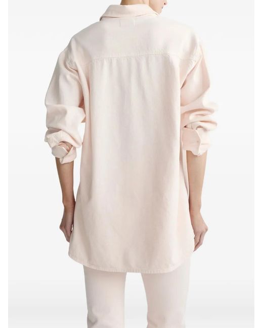 DL1961 White Faye Chest-Pocket Denim Shirt