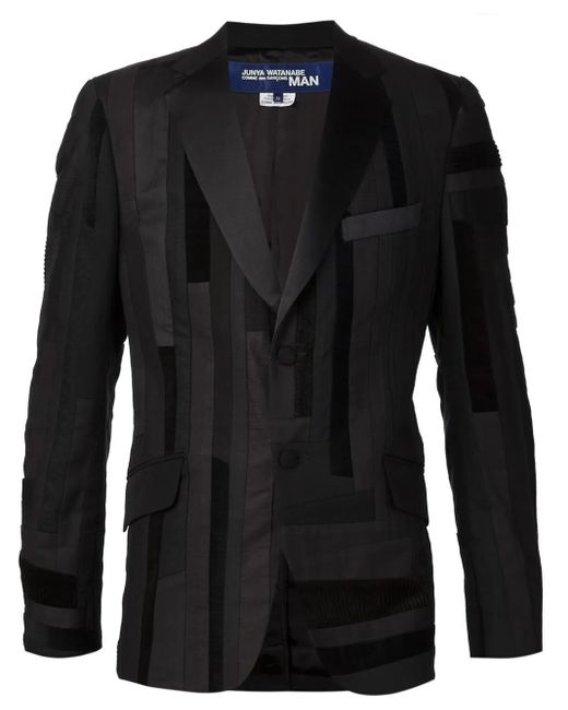 Stripped Patchwork Blazer di Junya Watanabe in Black da Uomo