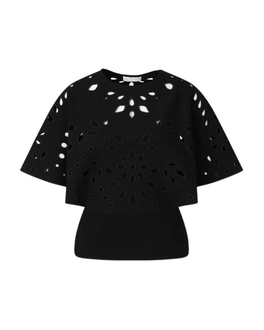Laser-cut cape blouse Ulla Johnson de color Black