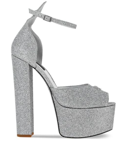 Philipp Plein Gray 120Mm Glitter-Detailing Leather Sandals