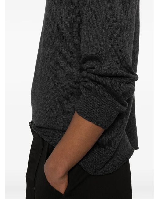 Laneus Black Crew-Neck Long-Sleeve Sweater for men