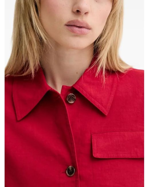 Theory Red Button-Fastening Flap-Pocket Jacket