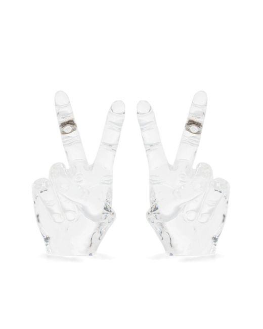 Y. Project White Peace Hand-shaped Transparent Earrings
