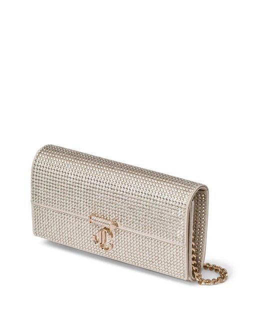 Jimmy Choo Gray Avenue Crystal-embellished Wallet-on-chain