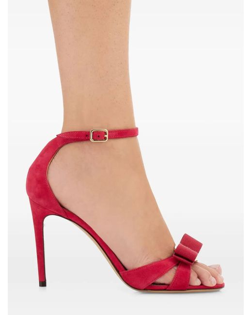 Ferragamo Red 90Mm Vara-Bow Sandals