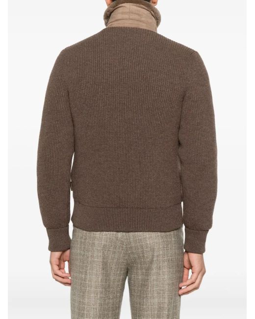 Moorer Brown Zip Jacket for men