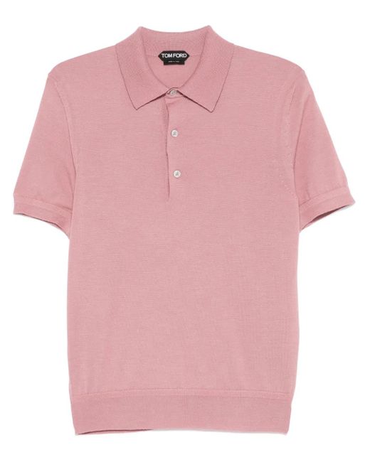 メンズ Tom Ford ファインニット ポロシャツ Pink