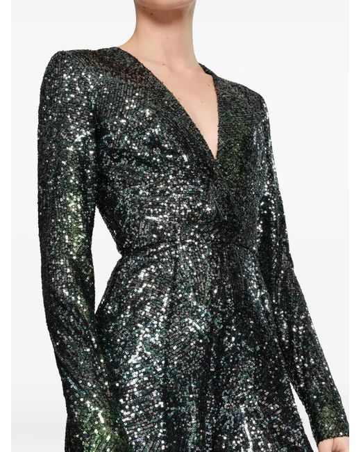 Elie Saab Green V-Neck Jumpsuit