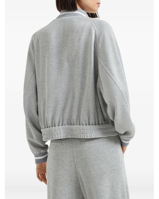 Chaqueta bómber de algodón con cremallera Brunello Cucinelli de color Gray