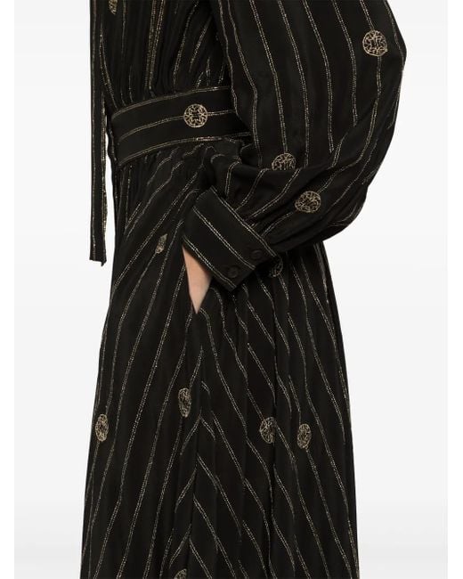 Elie Saab Black Kleid Mit Metallic-Nadelstreifen