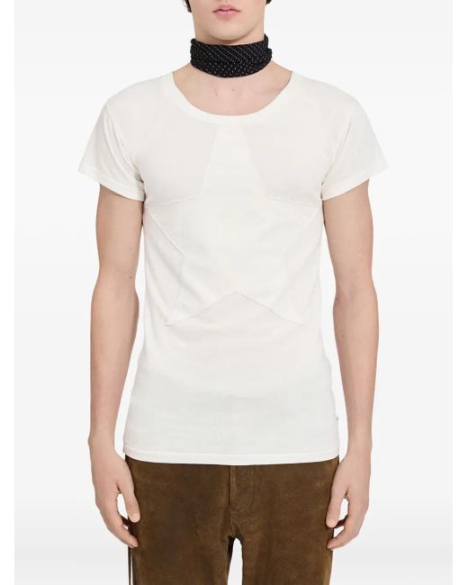 MM6 by Maison Margiela White Star Applique Off- Cotton T-Shirt for men