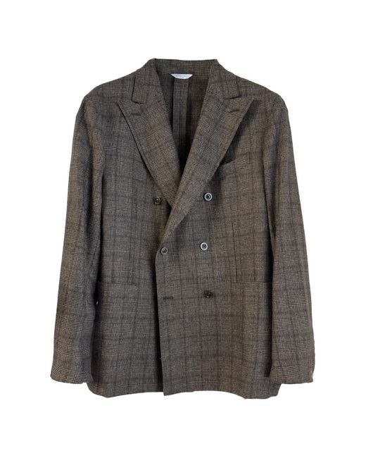Boglioli Gray Double-Breasted Suit Jacket for men