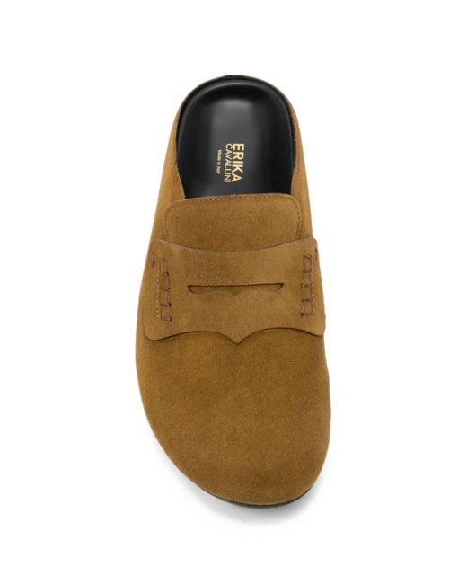 Erika Cavallini Semi Couture Brown Penny-Slot Mules
