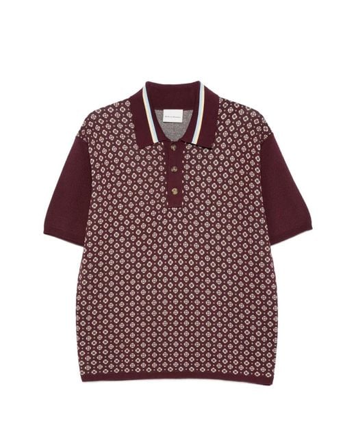 Drole de Monsieur Red Patterned Polo Shirt for men