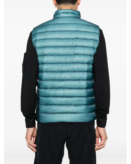 C P Company Blue Quilted Front-Zip Vest for men