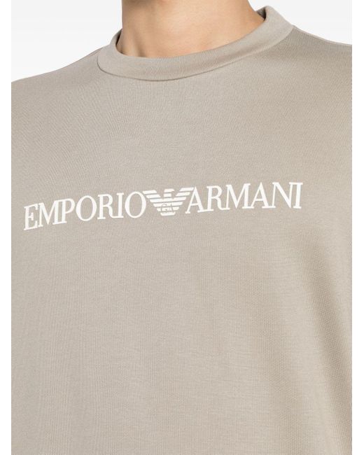 Emporio Armani White Logo-print Long-sleeve Sweatshirt for men