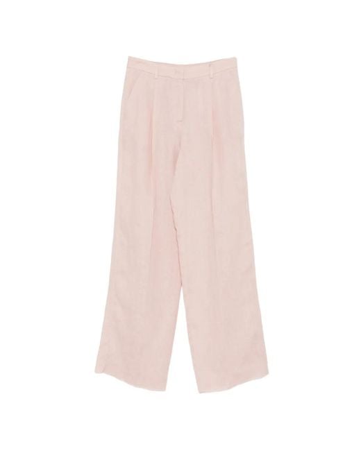 Marella Pink Pleated Linen Trousers